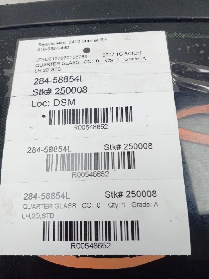 05 06 07 08 09 10 SCION TC DRIVER CUARTO IZQUIERDO CRISTAL Foto 3 de 4