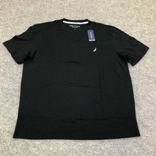 Nautica Pajama Top Mens Medium Black Jersey Sleepwear Short Sleeve Logo Crewneck