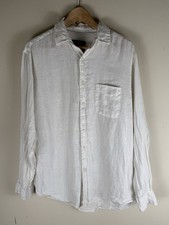 Jos A Bank Shirt Mens Medium Ivory 100% Linen...