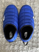 The North Face Men's Blue Mule Slippers Synthetic Lined Non-Slip Faux Fur Rubber