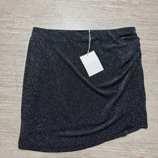 Oak + Fort Sparkly Asymmetrical Short Skirt NWT Size L Gray Lined