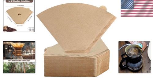 Natural Paper Coffee Filters - 200 Count Size 04 for Perfect Brewing Experience - Afbeelding 2 van 11