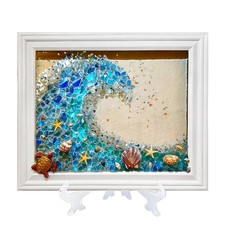 Sea Stained Glass Craft Kit: Wave Mosaic Kit for Adults, DIY Resin Art Kit wi...