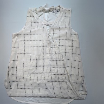 41 HAWTHORN - Sleeveless Blouse with Ribbon - White Large