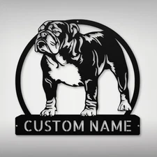 Personalized British Bulldog Metal Sign Custom Dog Decor Gift for Pet Lovers