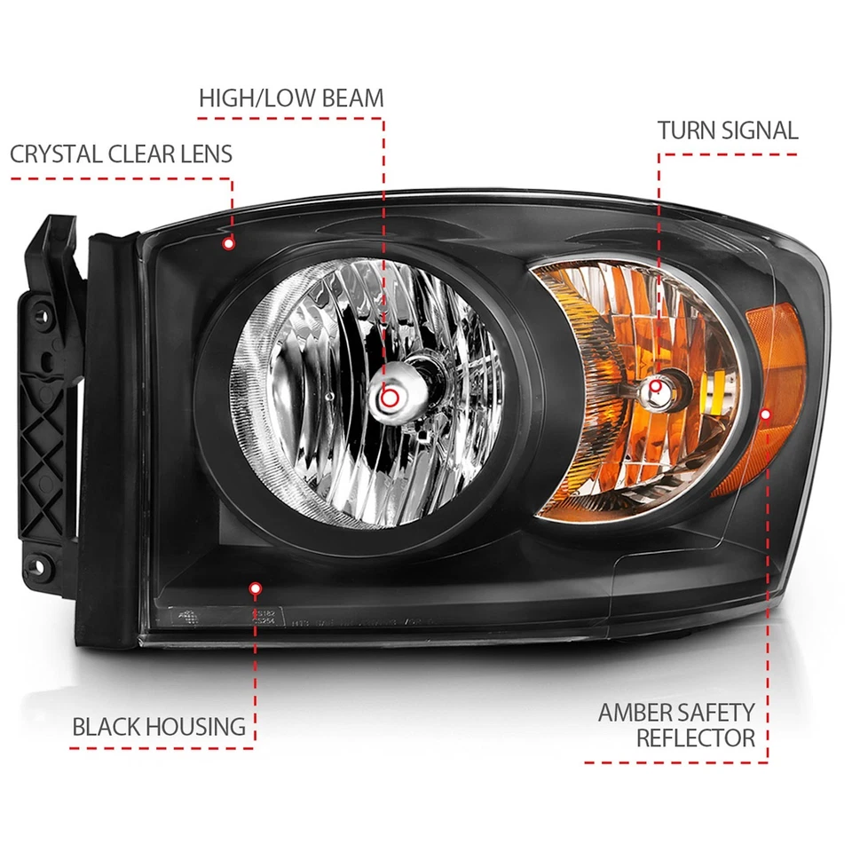 Anzo 111427 Headlights Driving Head lights Headlamps Set of 2 for Ram Truck Pair Foto 3 de 4