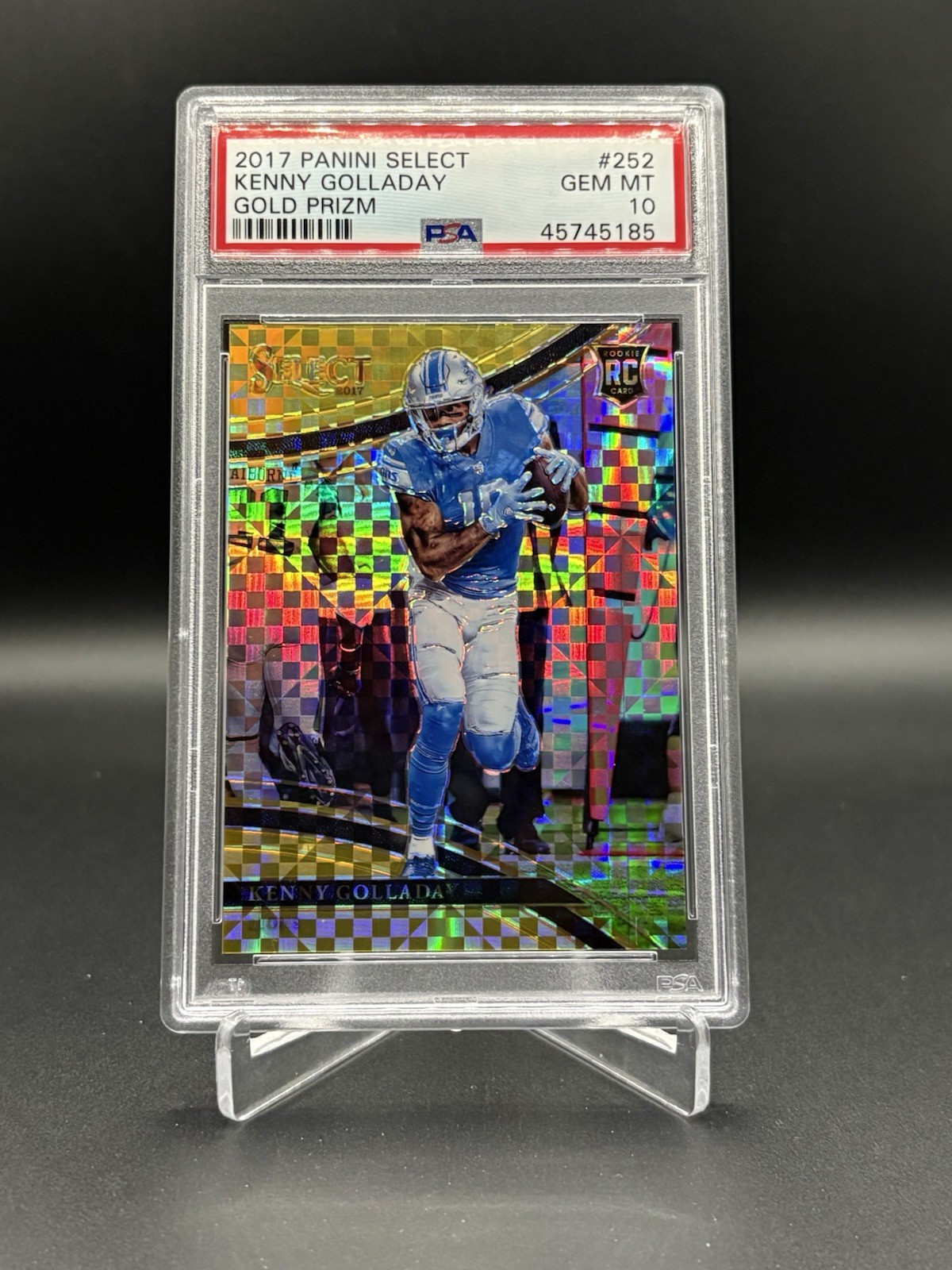2017 Panini Select Kenny Golladay Gold Prizm Field Level RC Rookie #8/10 Psa 10