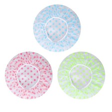 3PCS Shower Caps, Elastic Reusable Waterproof Plastic Shower Cap for Women Ladie