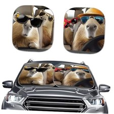 Car Windshield Sunshade 2 Piece Novetly Car Sun Shade Universal Front Capybara