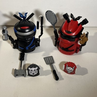 Spin Master Ninja Bots Battling Robots Red & Black 4'' Tested W/ Weapons WORKS