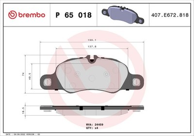 Bremsbelagsatz Scheibenbremse PRIME BREMBO P 65 018 für PORSCHE CAYMAN BOXSTER