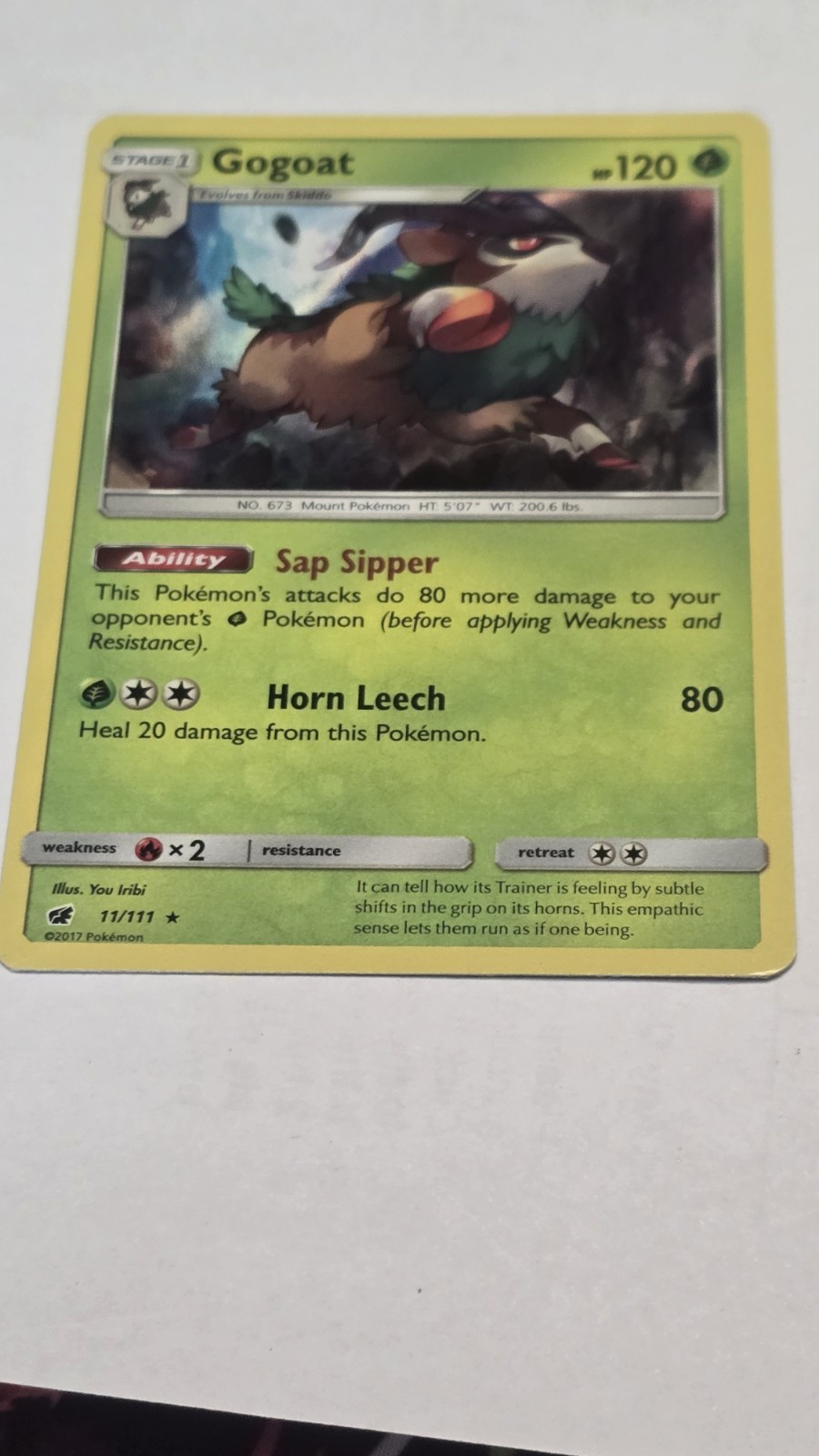 Gogoat 11/111 Crimson Invasion Holo Pokemon Tcg Card NM