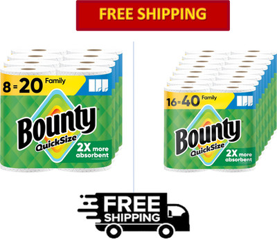 Bounty Quick Size Paper Towels 2X More Absorbent Family Rolls, White