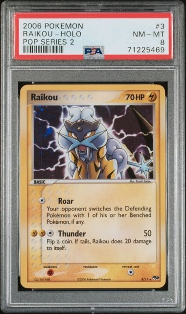 2006 Pokémon POP Series 2 Raikou-Holo #3 PSA 8 NM-Mint