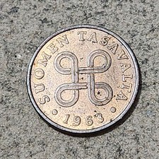 FINLAND 🇫🇮 ONE (1) PENNI COIN 1963