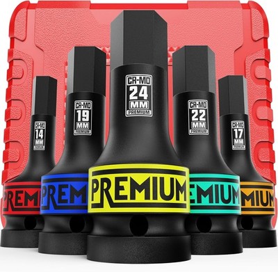 3/4'' Drive Impact Hex Bit Socket Set, Metric,14mm, 17mm, 3/4 Inch Metric 
