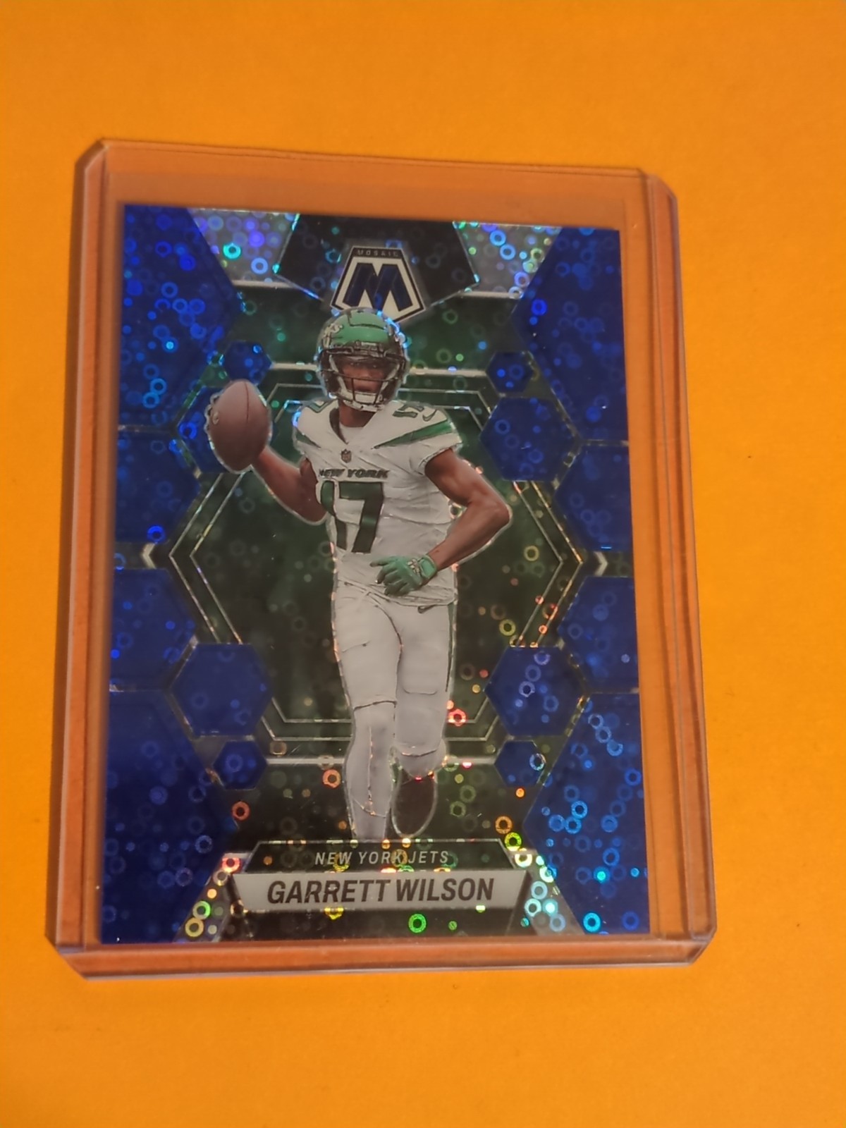 2023 Panini Mosaic No Huddle Blue Mosaic Prizm /75 Garrett Wilson #75