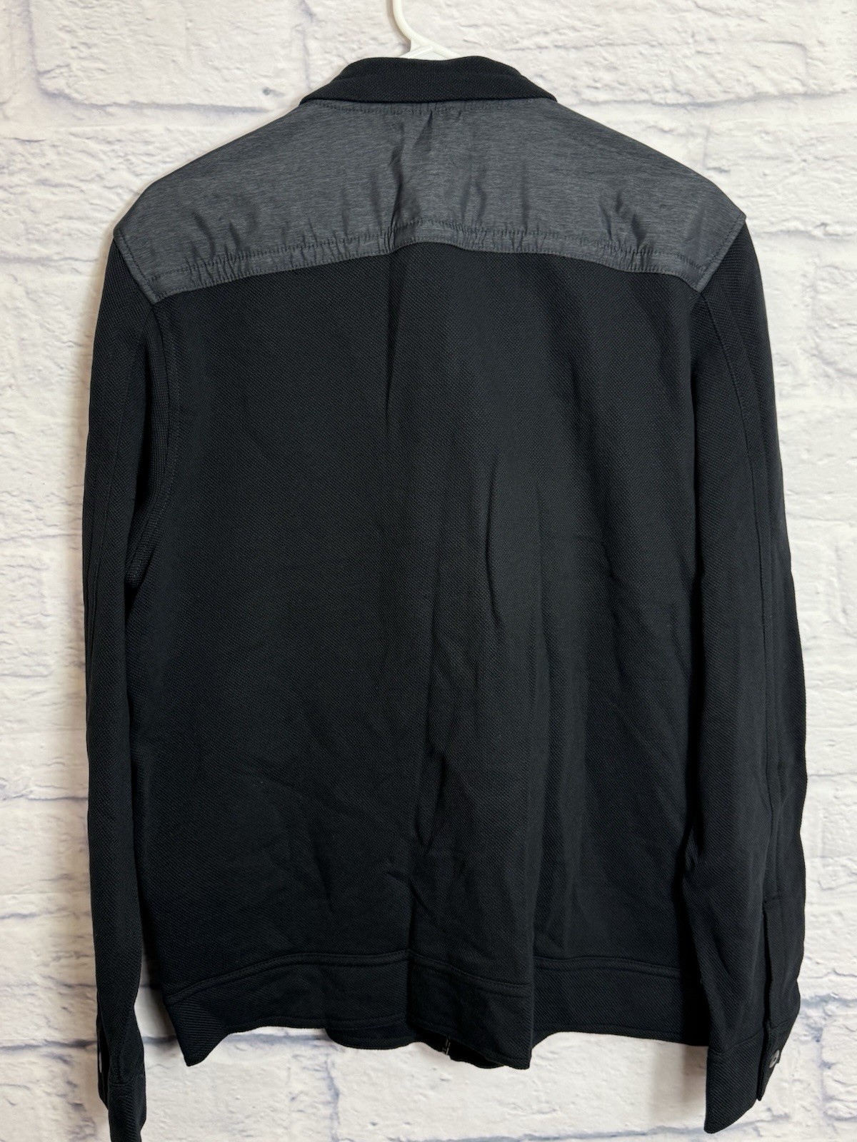 Calvin Klein Mens Full Zip Mock Neck Softshell & Knit Jacket Size L Black Gray thumbnail 3