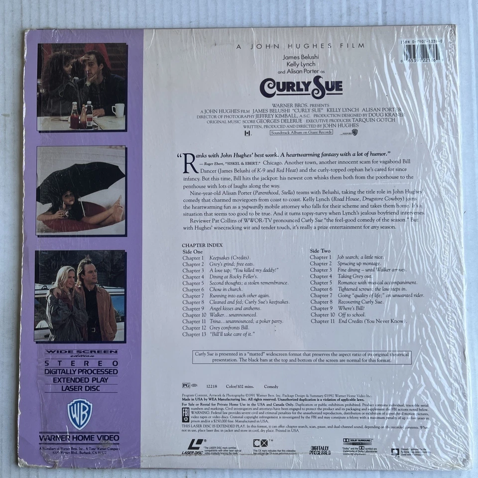 Curly Sue Laserdisc  John Hughes James Belushi Kelly Lynch Alisan Porter - Image 2 of 2