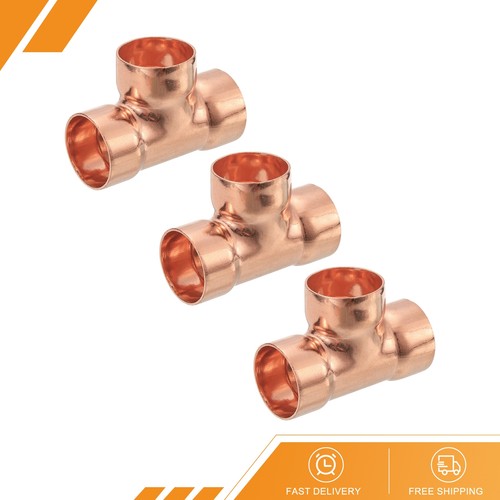 3pack 1"x1"x1" Copper Tee Pressure Pipe Fitting Connector