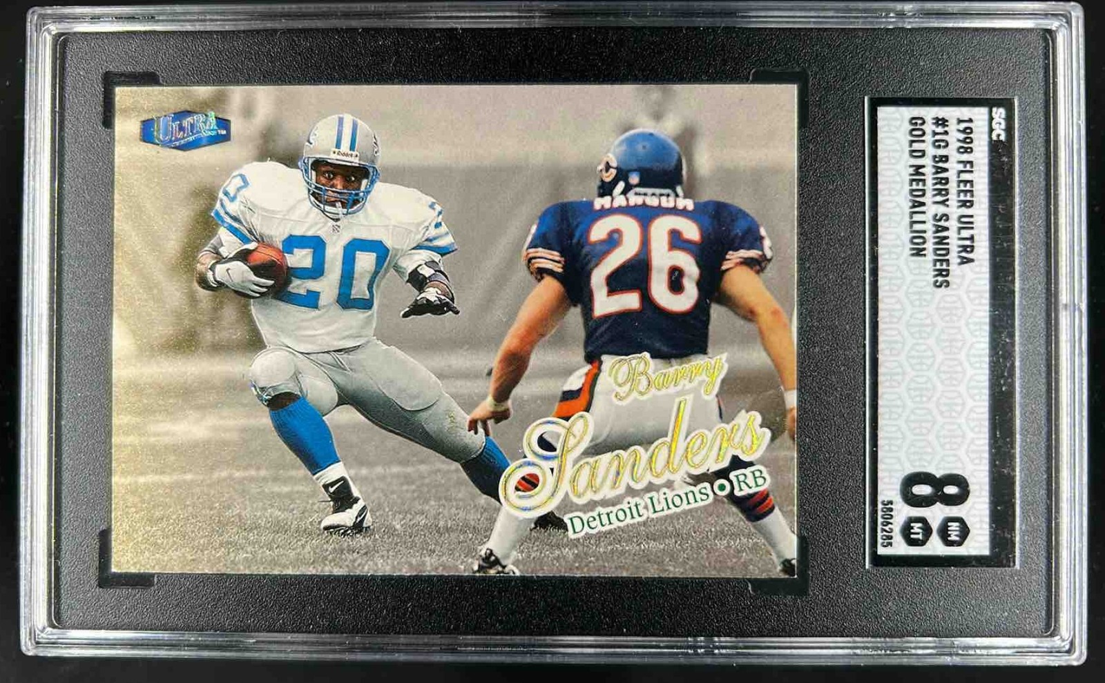 1998 Fleer Ultra Barry Sanders Gold Medallion #1G Lions SGC 8