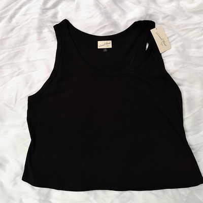 Universal Thread Womens Tank Top Black Solid Scoop Neck Plus 3X Stretch Knit 