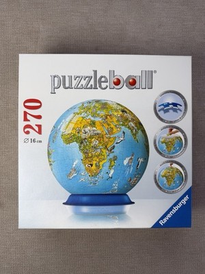 Ravensburger 6  Puzzleball 270-pc 3D Puzzle Illustrated World Map, New
