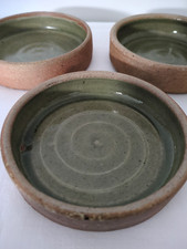 Vintage Leach Pottery Stoneware Green Dish Bowl Green Glazed