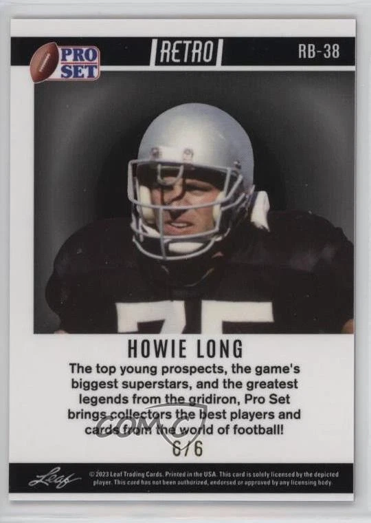 2023 Leaf Pro Set Metal Retro Pink Mojo /6 Howie Long #RB-38 HOF - Image 2 of 2