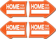Pack of 4 Home for Sale Sign with Stakes - 12X8 Inch Double Sided Home for Sa...