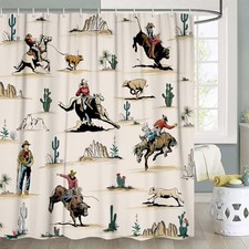 Western Shower Curtain, Farmhouse Country 72"W x 72"L Pack of 1 Beige