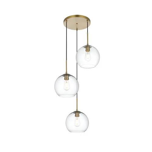 Living District Baxter 3 Light 20" Pendant, Satin Gold/Clear/Clear - LD2214SG - Picture 1 of 1
