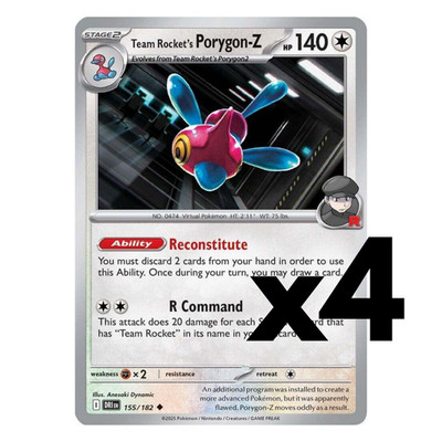 4x Team Rocket's Porygon-Z - 155/182 - SV10: Destined Rivals Pokemon Playset x4