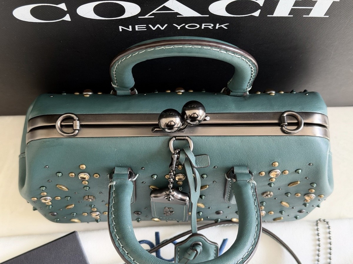 COACH 1941 TEAL PRAIRIE RIVETS KISSLOCK SATCHEL 21591 350 OF 612