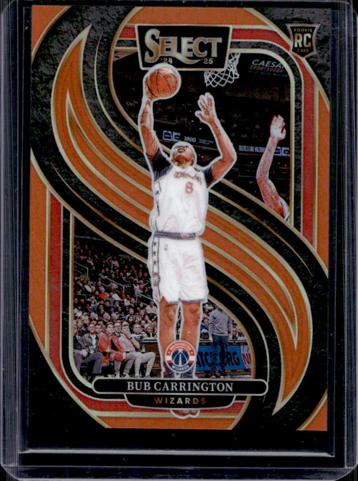 2024-25 Panini Select Bub Carrington Premier RC Orange Prizm #/65 Wizards