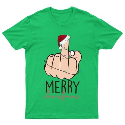 Frohe Weihnachten Hand Weihnachtsmann Mütze Lichter Urlaub Männer Frauen Grafik T-Shirt