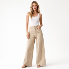 Zara The Marine Straight Tan Wide Leg Pants