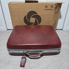 Vintage 70s RED Samsonite Silhouette II Hard Suitcase in Box