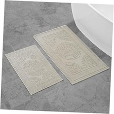 Cotton StoneWash Medallion 17x24/20x32 in. 2-Piece Bath Rug Set, Taupe Gray