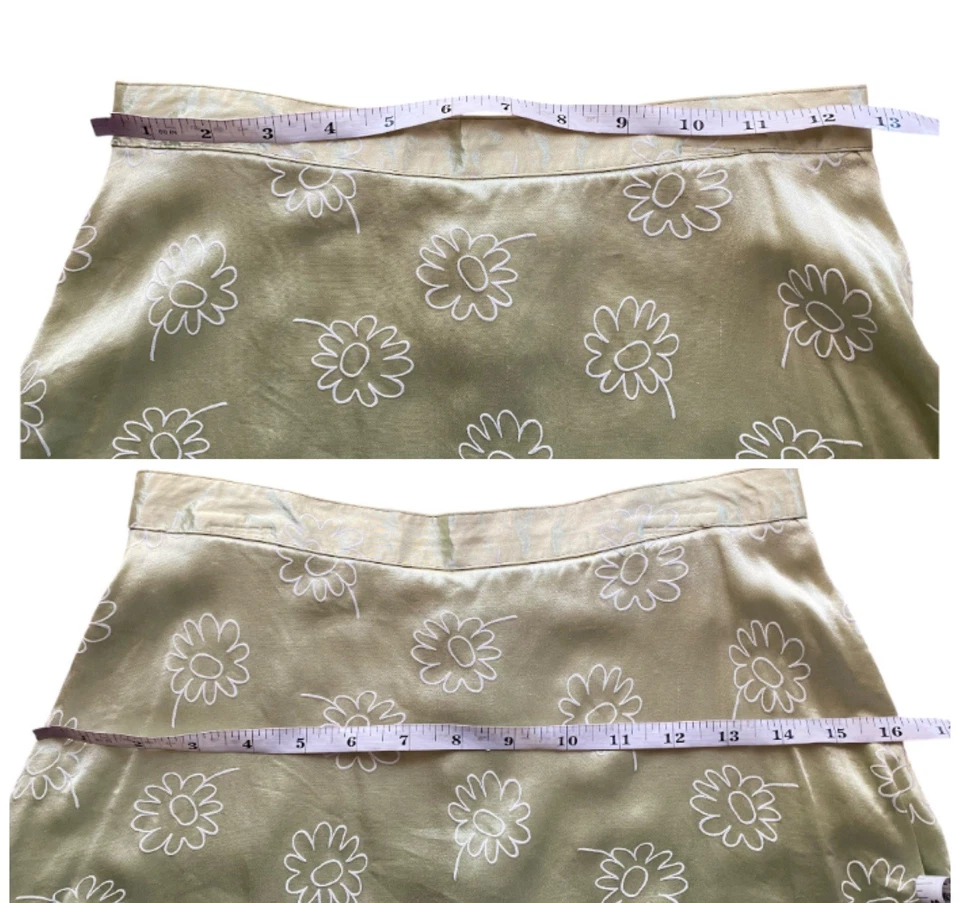 Falda midi floral satinada verde vintage Y2K de Exact Change Fairy Grunge Foto 4 de 4