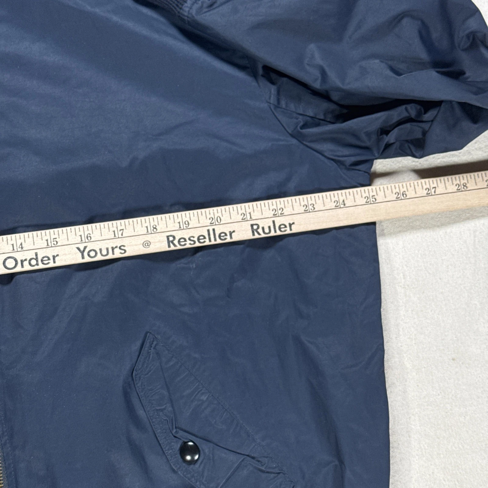 Wallace & Barnes J.Crew Men's XL Bomber Jacket Navy Blue Nylon Cotton Blend MA-1 - product detail image 5