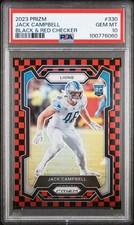 2023 Prizm Jack Campbell Black & Red Checkerboard SSP RC PSA 10 Lions