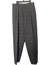 Vintage Giorgio Sant Angelo Pants Women's 12 Collectible Gold Plaid Wool Trouser