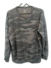 Tuff Athletic Crew Neck Pullover Top Sweatshirt Gray Camo Woman Size S