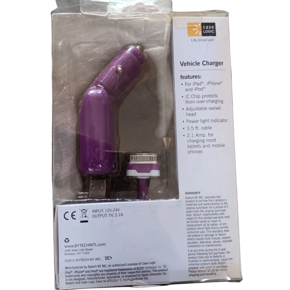 Cargador de vehículo Case Logic púrpura doble USB para iPad/iPhone/iPod Foto 2 de 4
