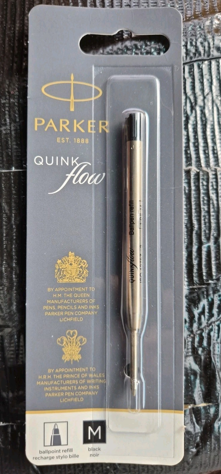 GENUINE PARKER 1952272 QUINK FLOW BALLPOINT STYLO PEN REFILL M BLACK MEDIUM TIP