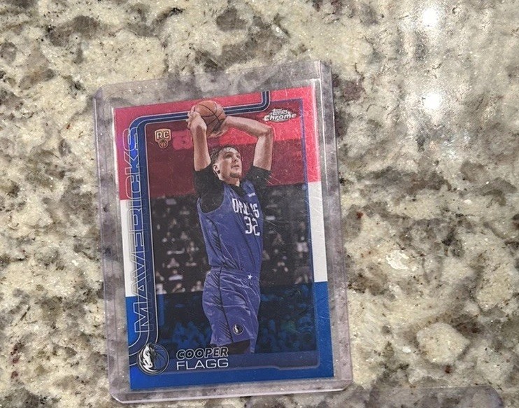 2025-26 Topps Chrome Cooper Flagg Red White Blue Refractor #251 MAVS RC - CLEAN!