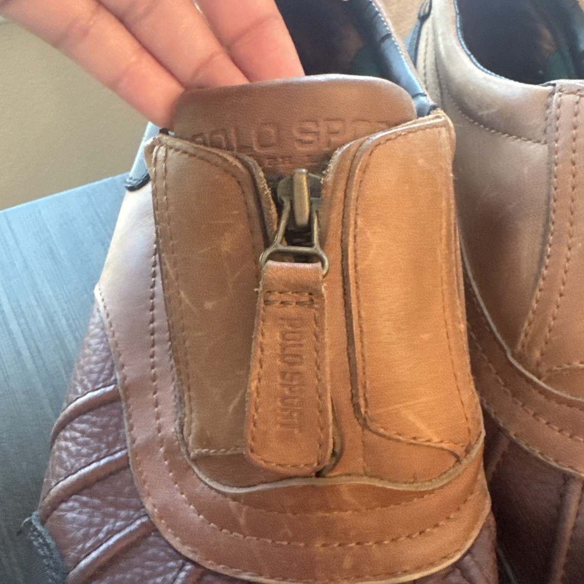VTG Polo Sport Ralph Lauren Duck Boots Brown Leather Slip On