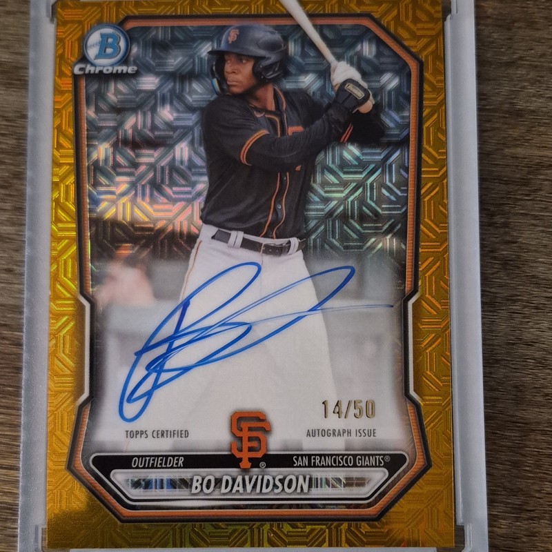 Topps 2025 Bowman Chrome Bo Davidson Prospect Autographs to 50 #CPA-BD SF Giants