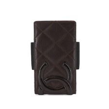 CHANEL Cambon Line iPod Case Leather Enamel Brown 90305692